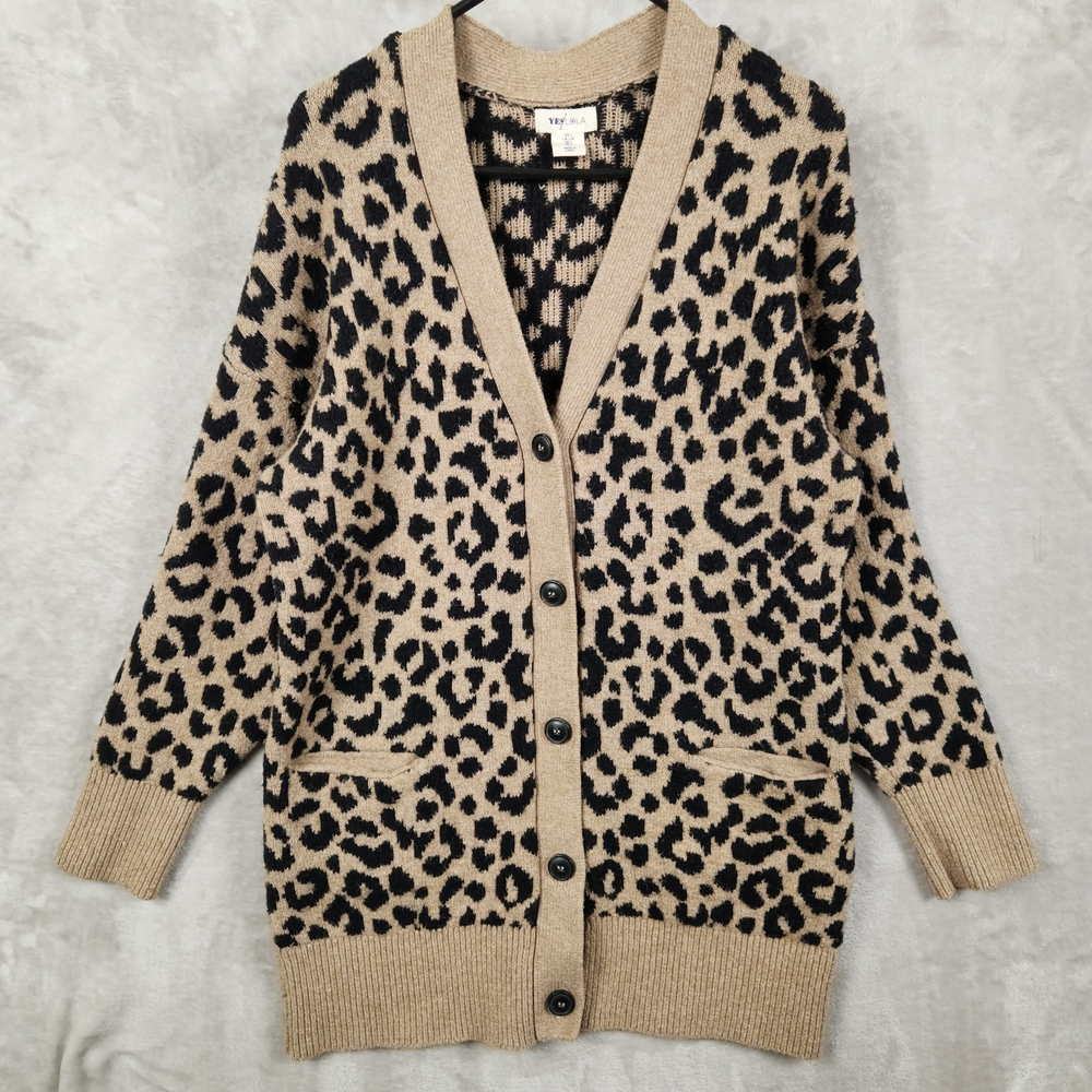 Yes Lola Cardigan Sweater Womens‎ Size L Animal Print City Chic